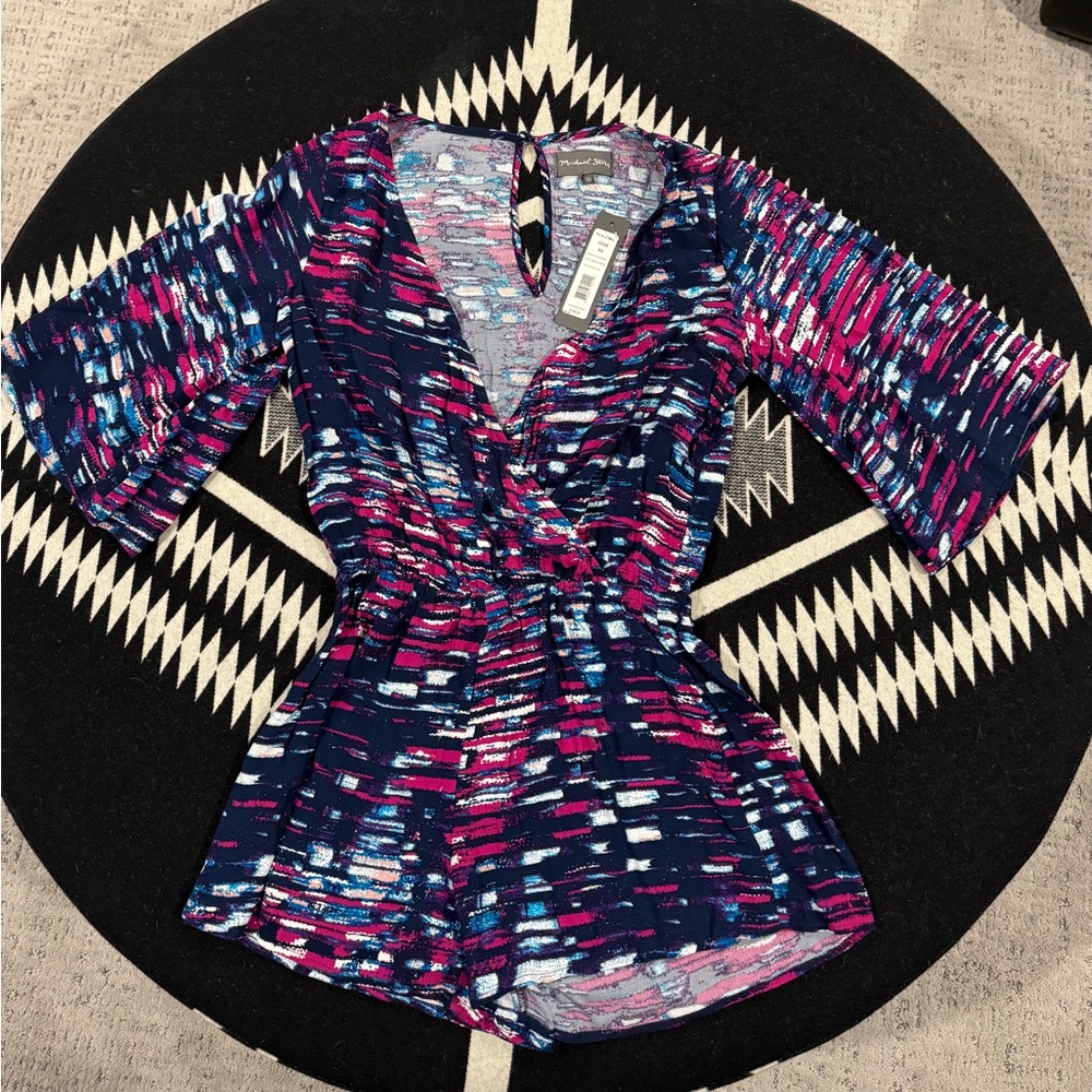 Michael Stars Pink and Blue Graphic Blouse - Picture 2 of 5